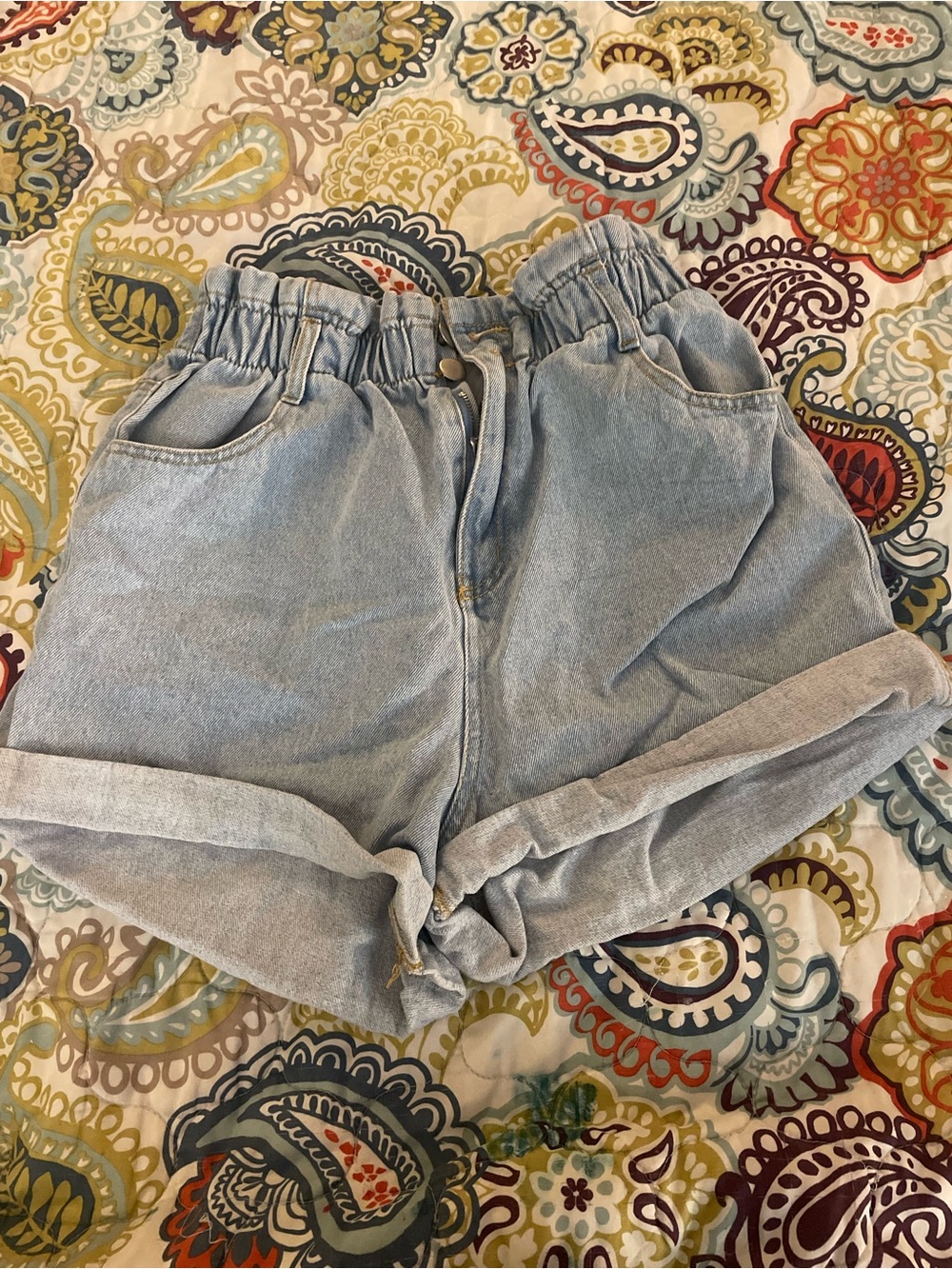 Love Tree Light Blue Paperbag Denim Shorts